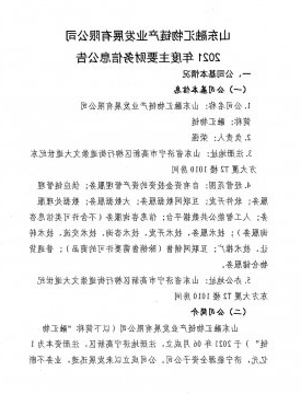 山东融汇物链产业发展有限公司2021年度主要财务信息公告